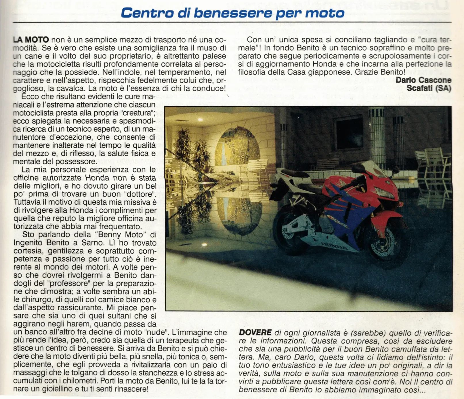 Parlano di noi Benny Moto giornale | Benny Moto
